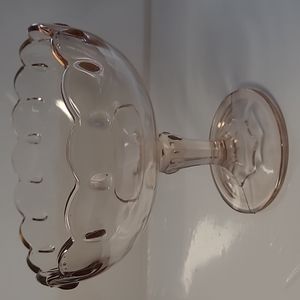 Vintage Indiana glass pink pottery footed  fruit bowl